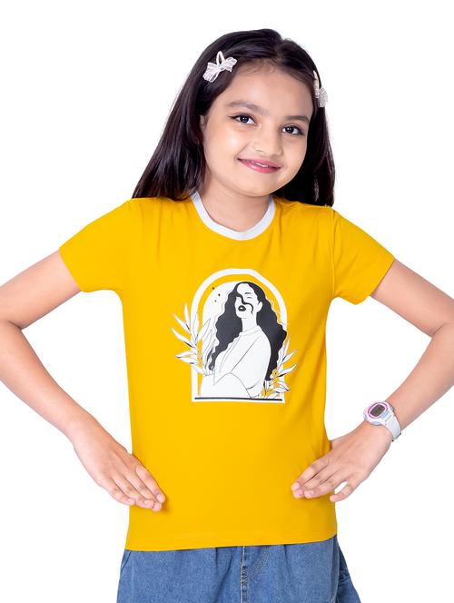 girls round neck printed short sleeves t-shirt - 21618897 - Standard Image - 0
