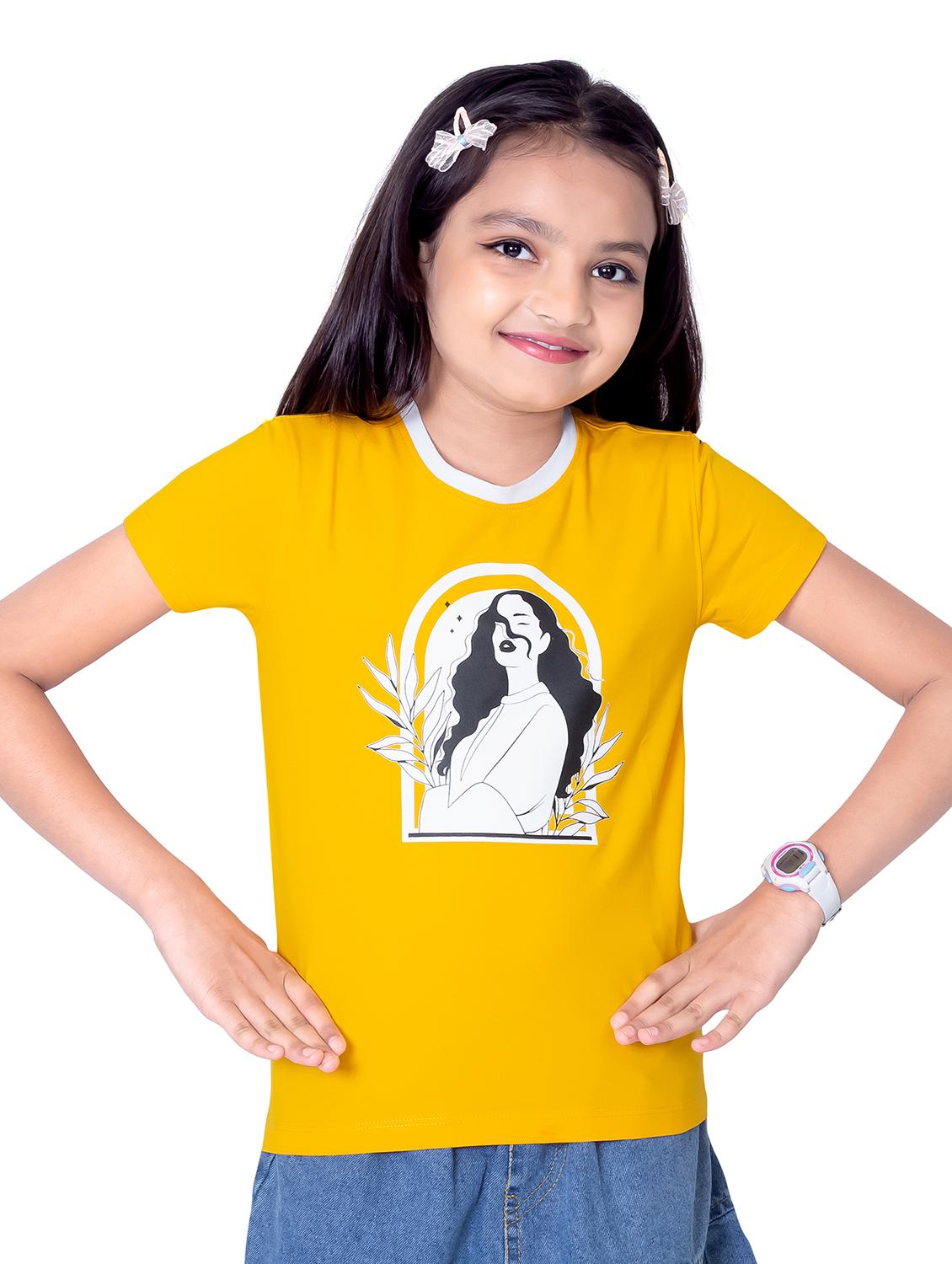 girls round neck printed short sleeves t-shirt - 21618897 - Zoom Image - 0