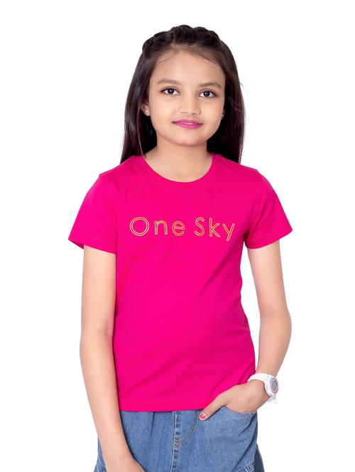girls round neck printed short sleeves t-shirt - 21618900 - Standard Image - 0