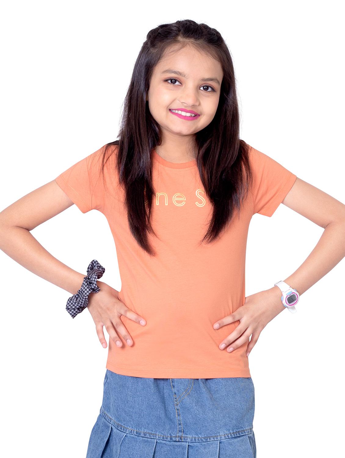 girls round neck printed short sleeves t-shirt - 21618901 -  Zoom Image - 0