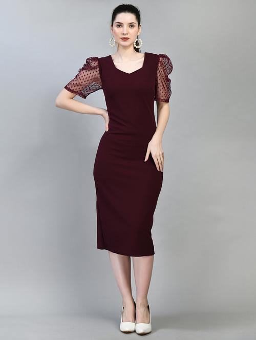 women solid short sleeves bodycon dress - 21619606 -  Standard Image - 0