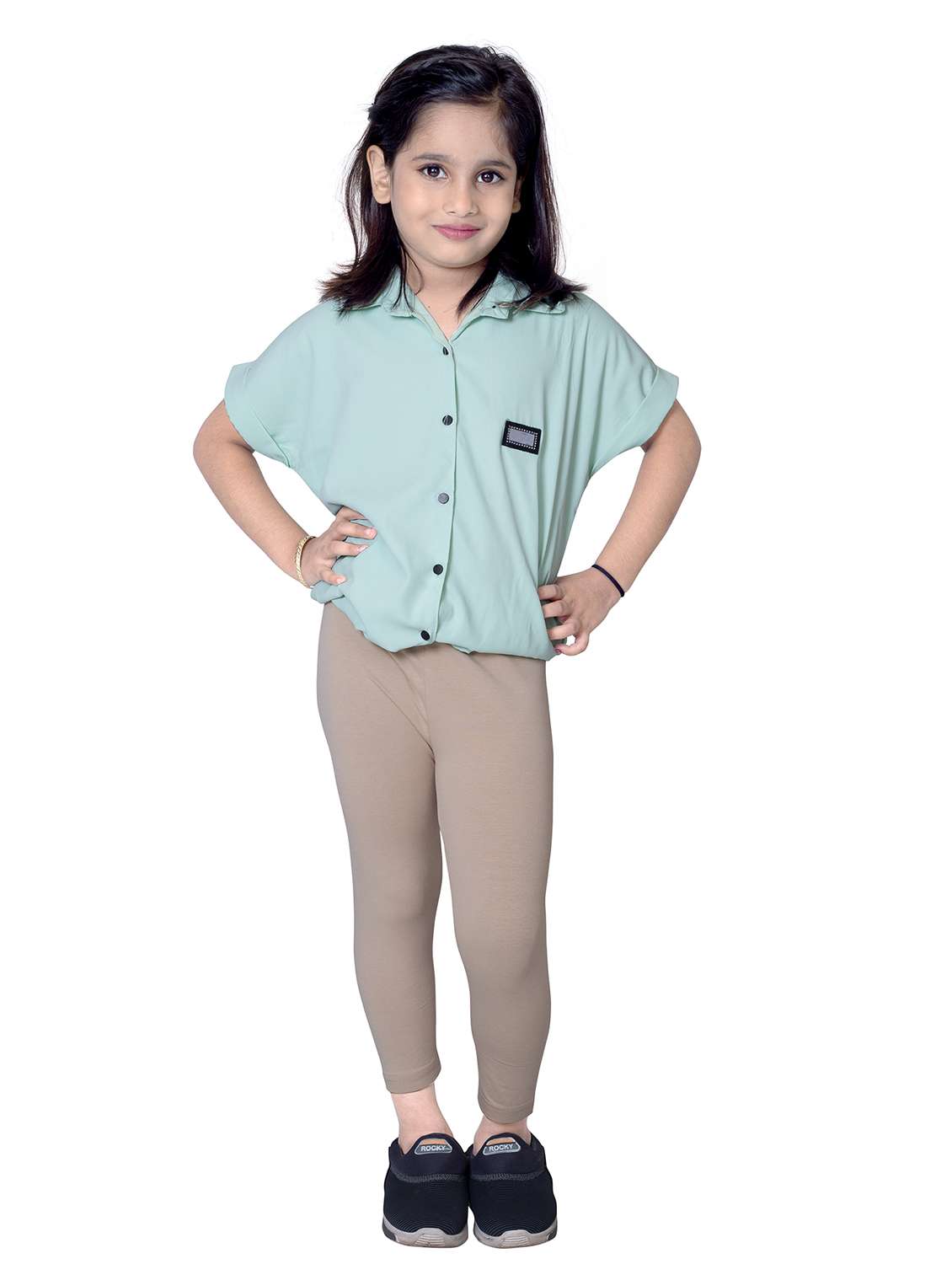 girls solid high rise legging - 21619810 - Standard Image - 3
