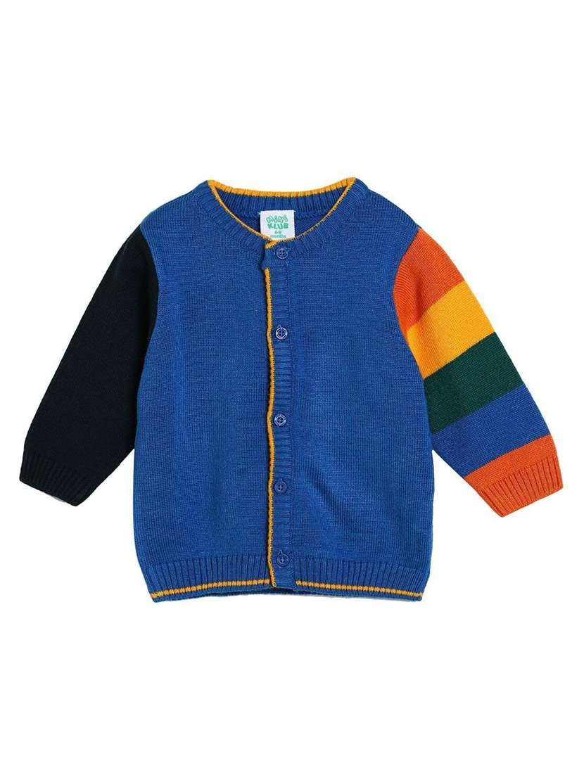 boys color block round neck sweater