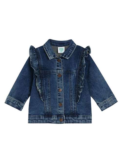 girls solid collared jacket - 21620308 - Standard Image - 0