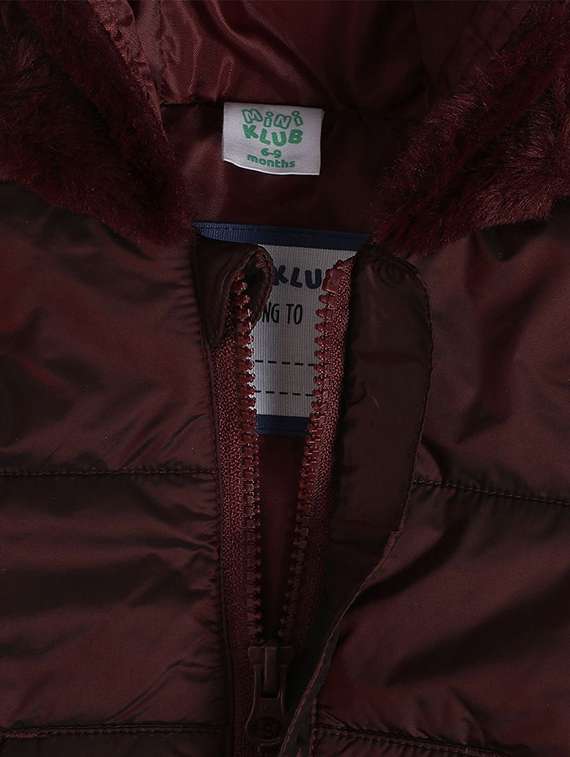 boys solid fur detailed hooded jacket - 21620352 -  Standard Image - 3