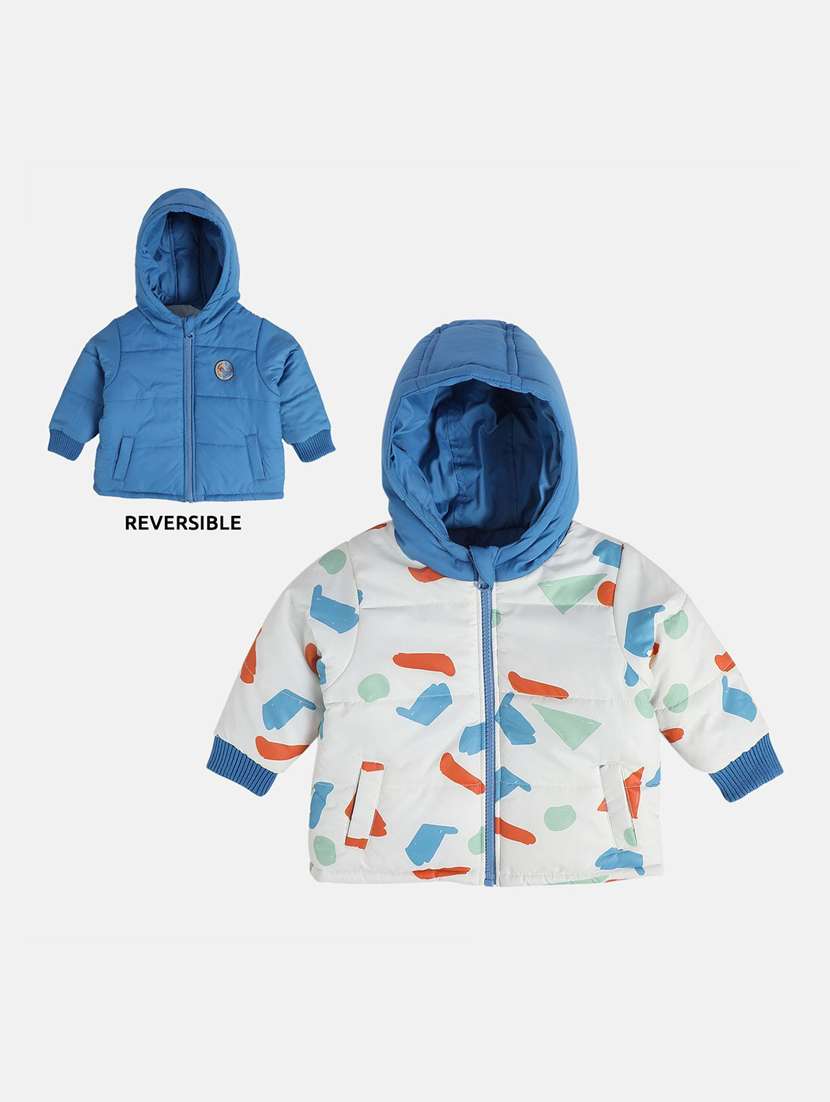 boys printed hooded reversible jacket