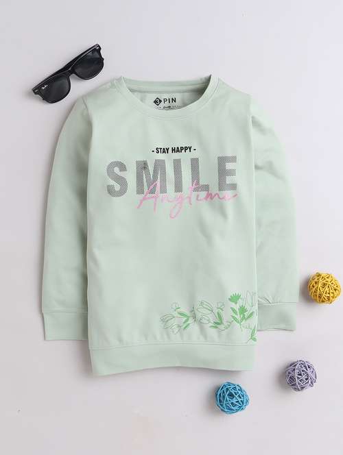 girls typographic full sleeves tees - 21620382 -  Standard Image - 0