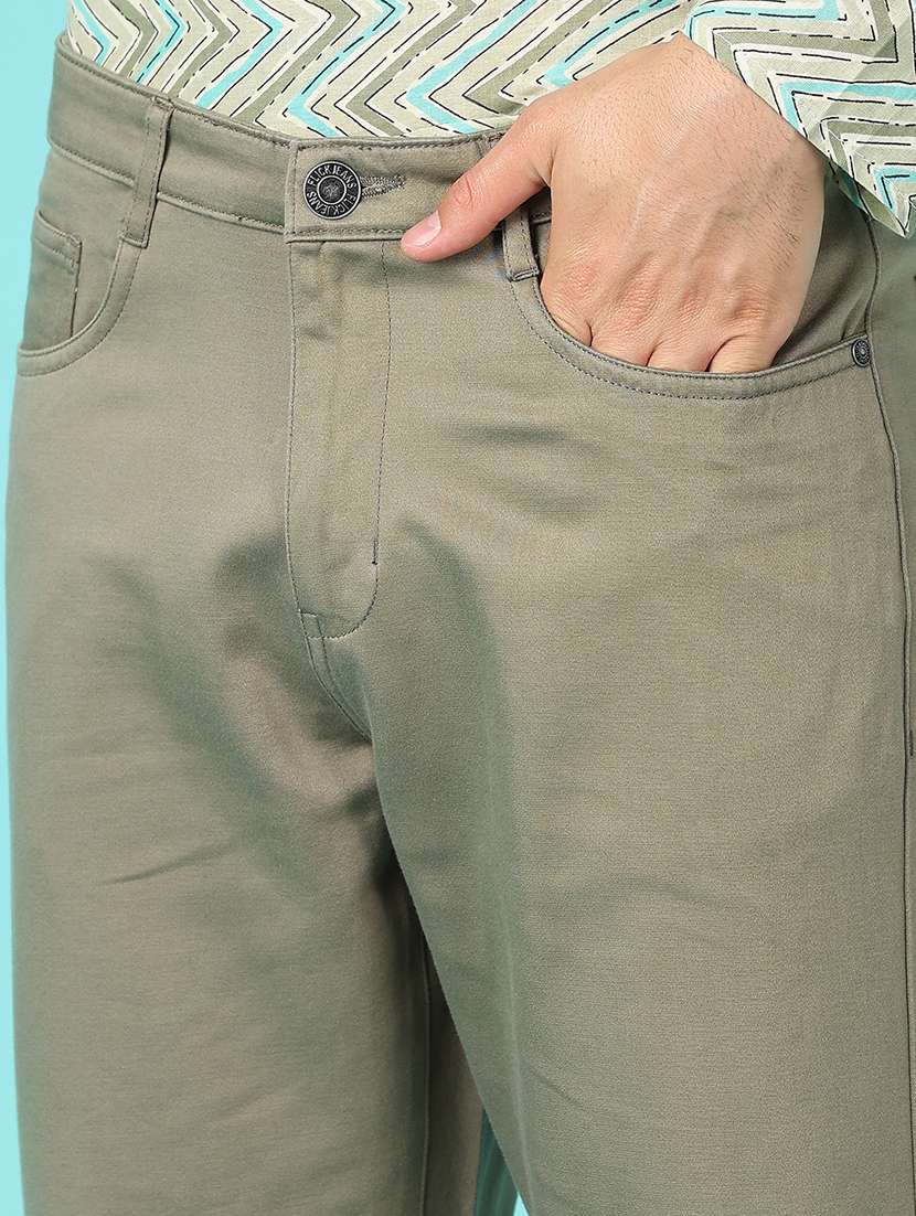 men mid rise solid chinos - 21620394 - Standard Image - 5