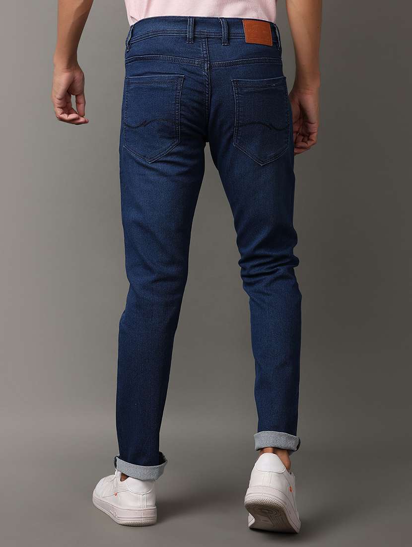 men mid rise plain slim fit jeans - 21620456 -  Standard Image - 3