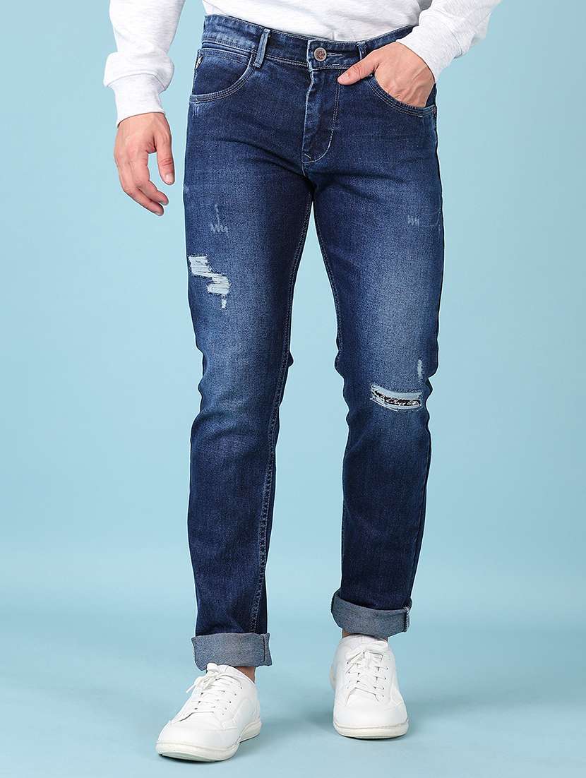 men mid rise distressed slim fit jeans