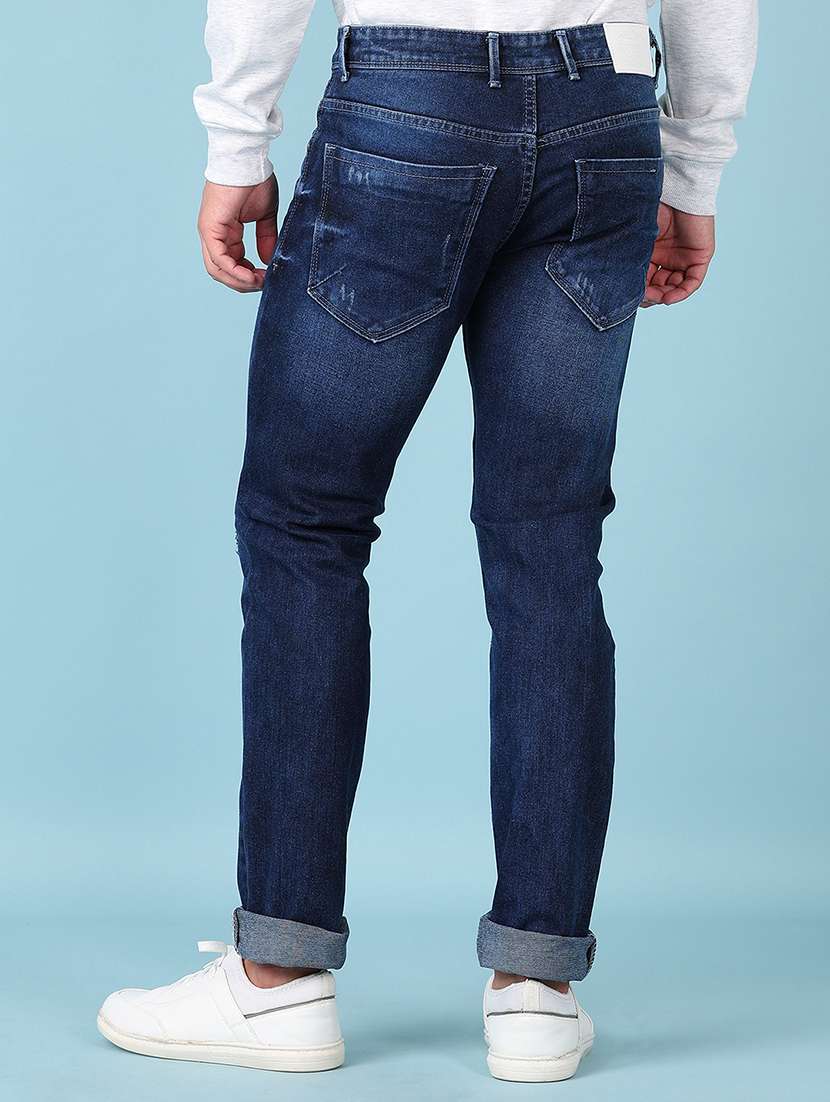 men mid rise distressed slim fit jeans - 21620460 -  Standard Image - 3