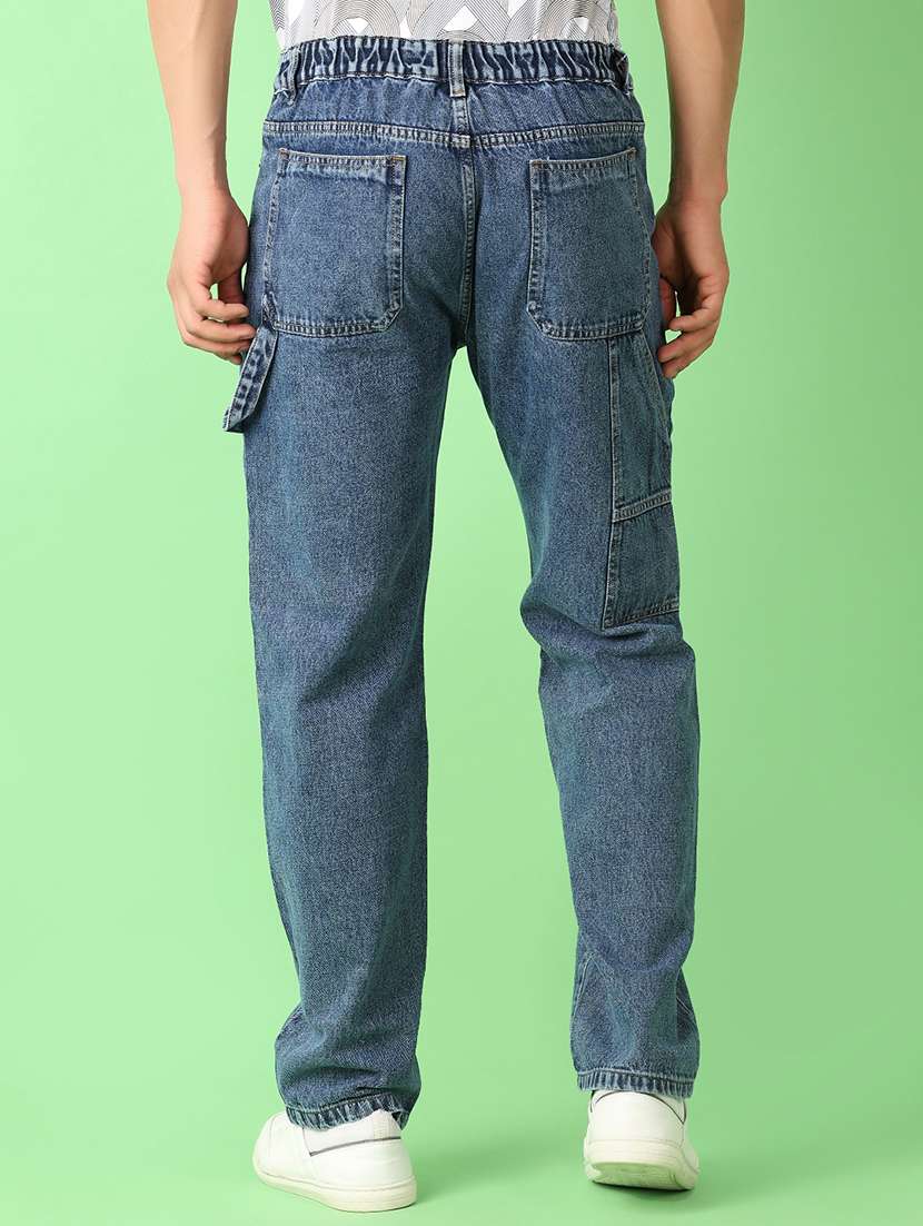 men mid rise plain straight fit jeans - 21620484 -  Standard Image - 3