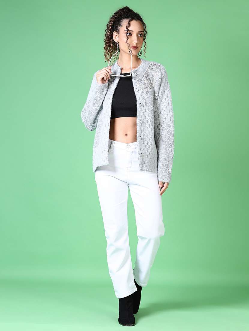 women self design long sleeve cardigan - 21620646 -  Standard Image - 3