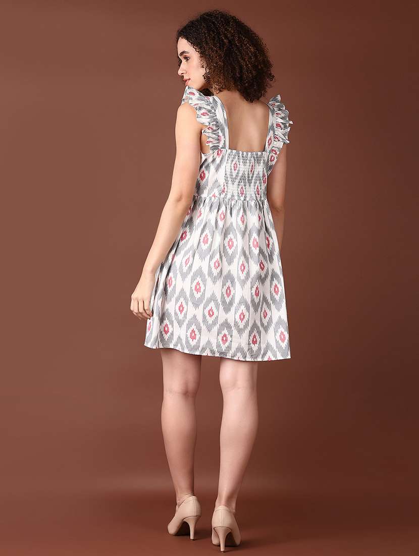 women grey printed sleeveless fit & flare dress - 21620647 -  Standard Image - 3
