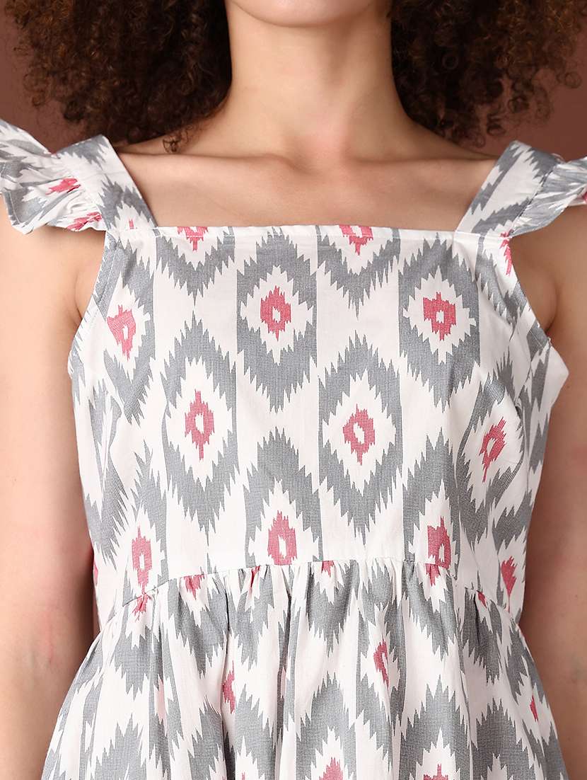 women grey printed sleeveless fit & flare dress - 21620647 -  Standard Image - 5