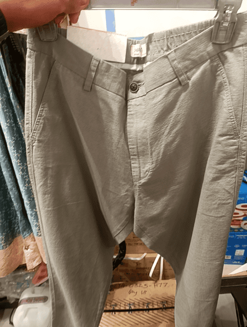 light green linen casual trousers - 21620666 - Standard Image - 0