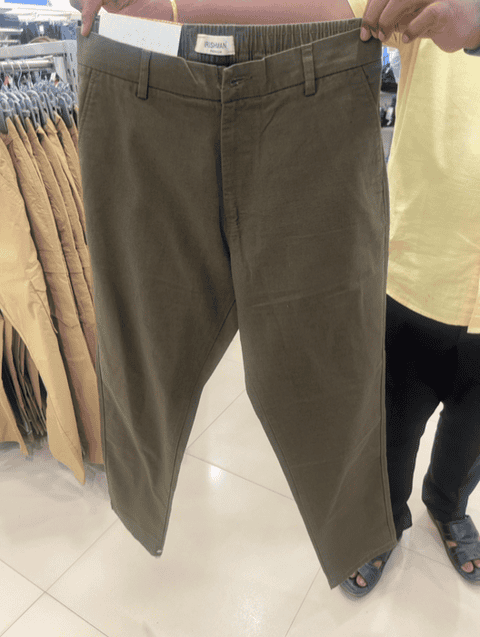 olive linen casual trousers - 21620670 - Zoom Image - 0