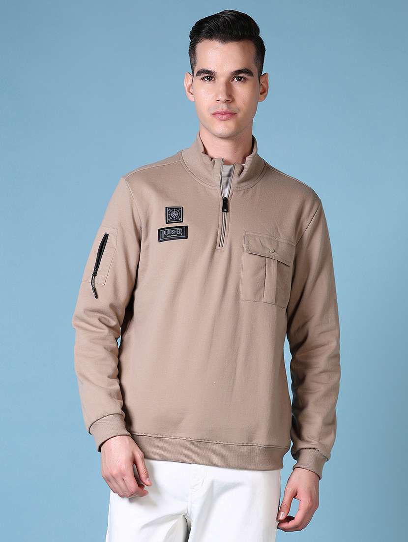 men solid long sleeve sweatshirt