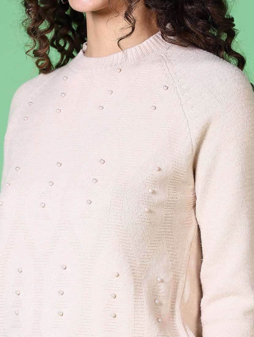 women pearl embellished long sleeve pullover - 21620765 -  Standard Image - 5