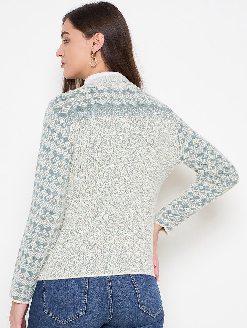 women self design long sleeves cardigan - 21620838 - Standard Image - 3