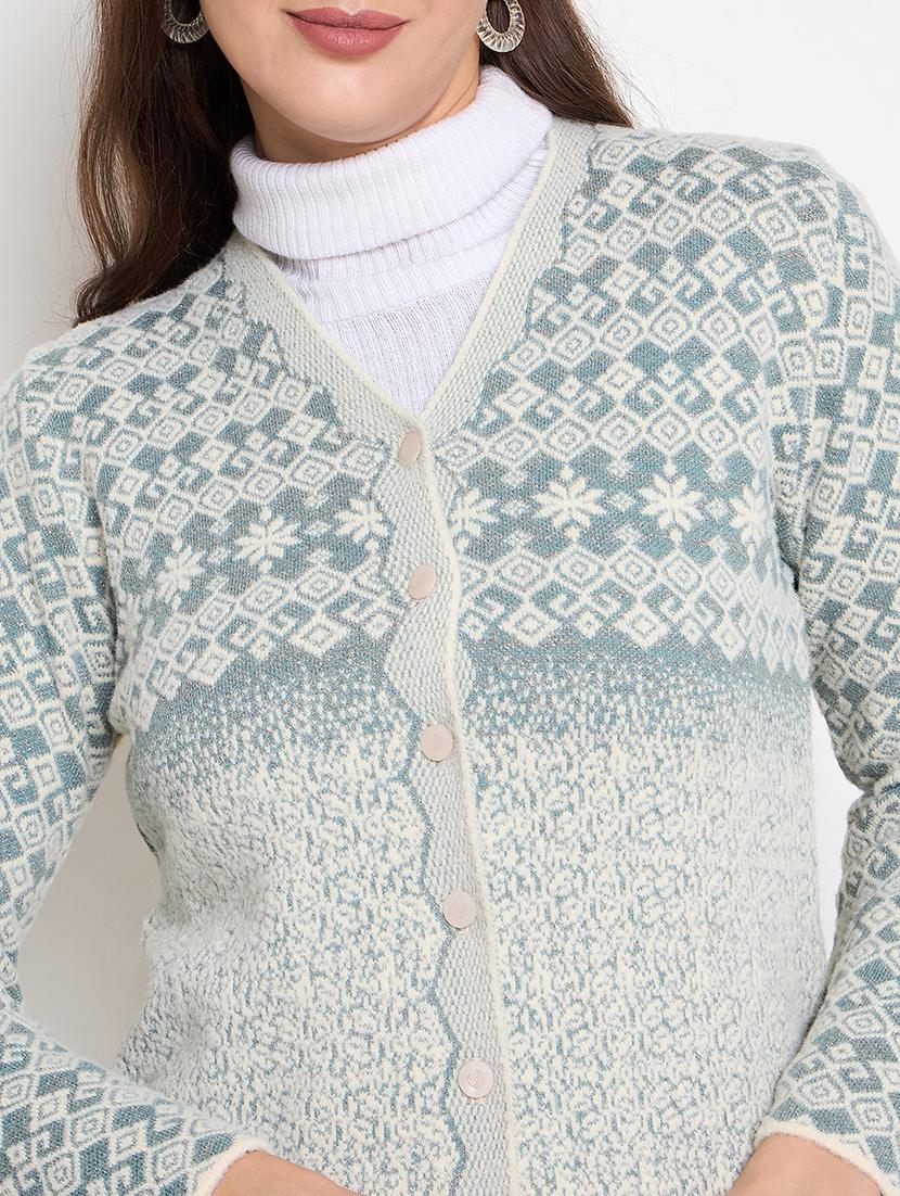women self design long sleeves cardigan - 21620838 - Standard Image - 5