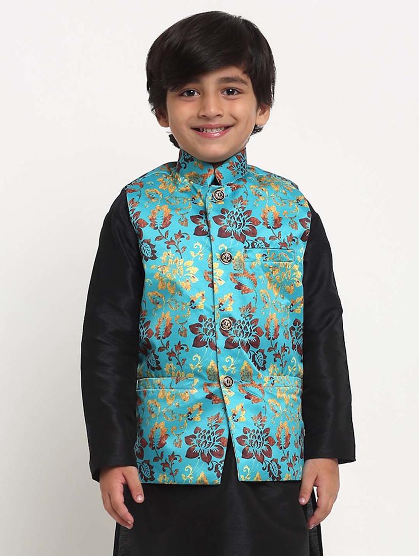 kids floral mandarin neck nehru jacket