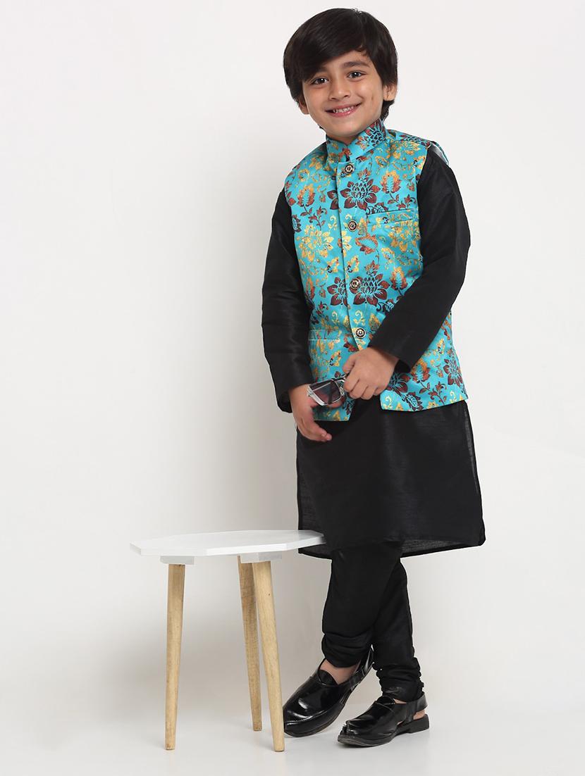 kids floral mandarin neck nehru jacket - 21621039 - Standard Image - 3