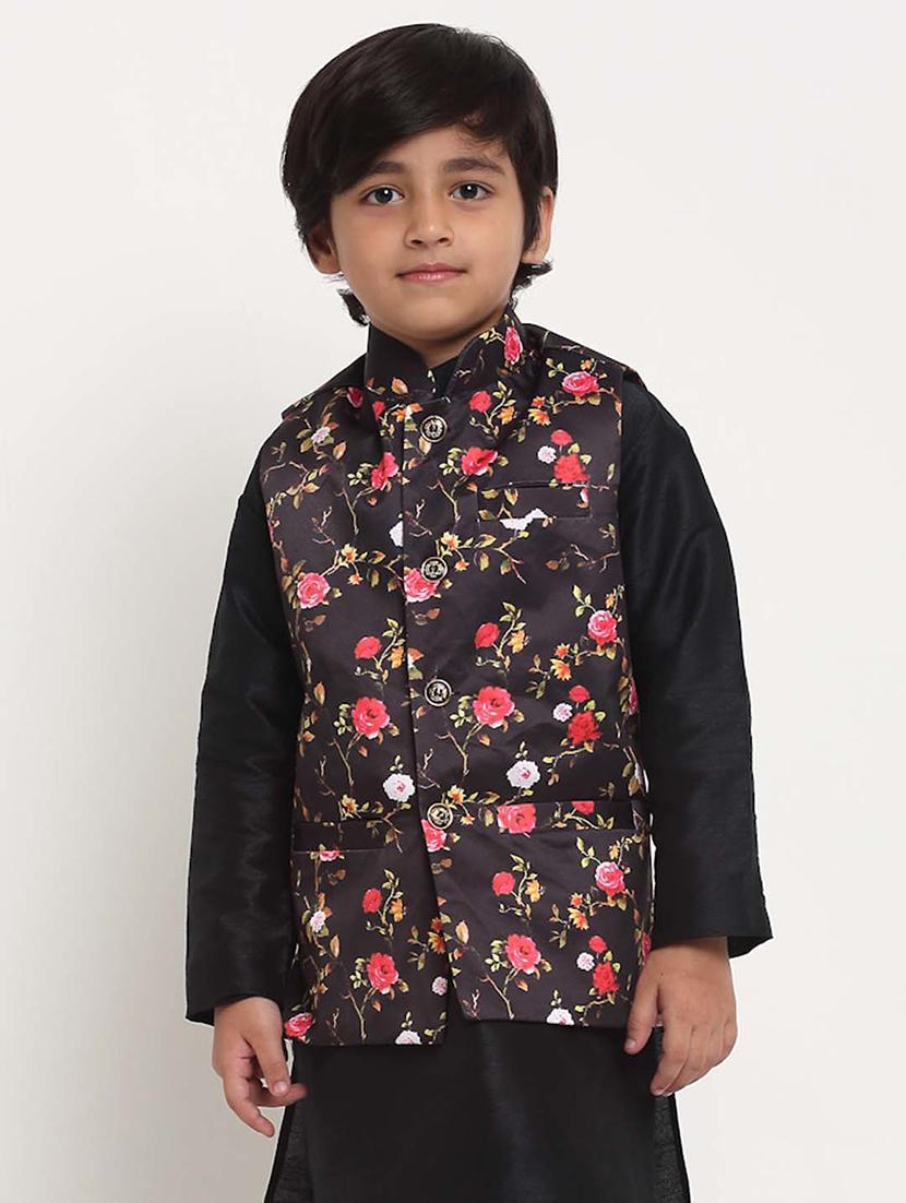 kids floral mandarin neck nehru jacket - 21621040 - Zoom Image - 0