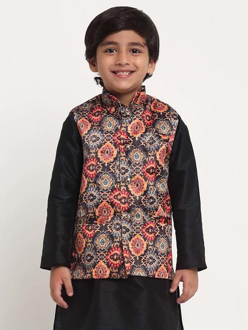 kids printed mandarin neck nehru jacket - 21621049 -  Standard Image - 0