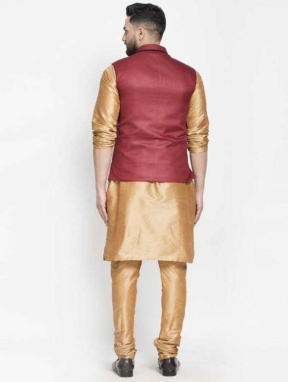 men kurta churidar with jacket ethnic wear set - 21621336 - Standard Image - 3