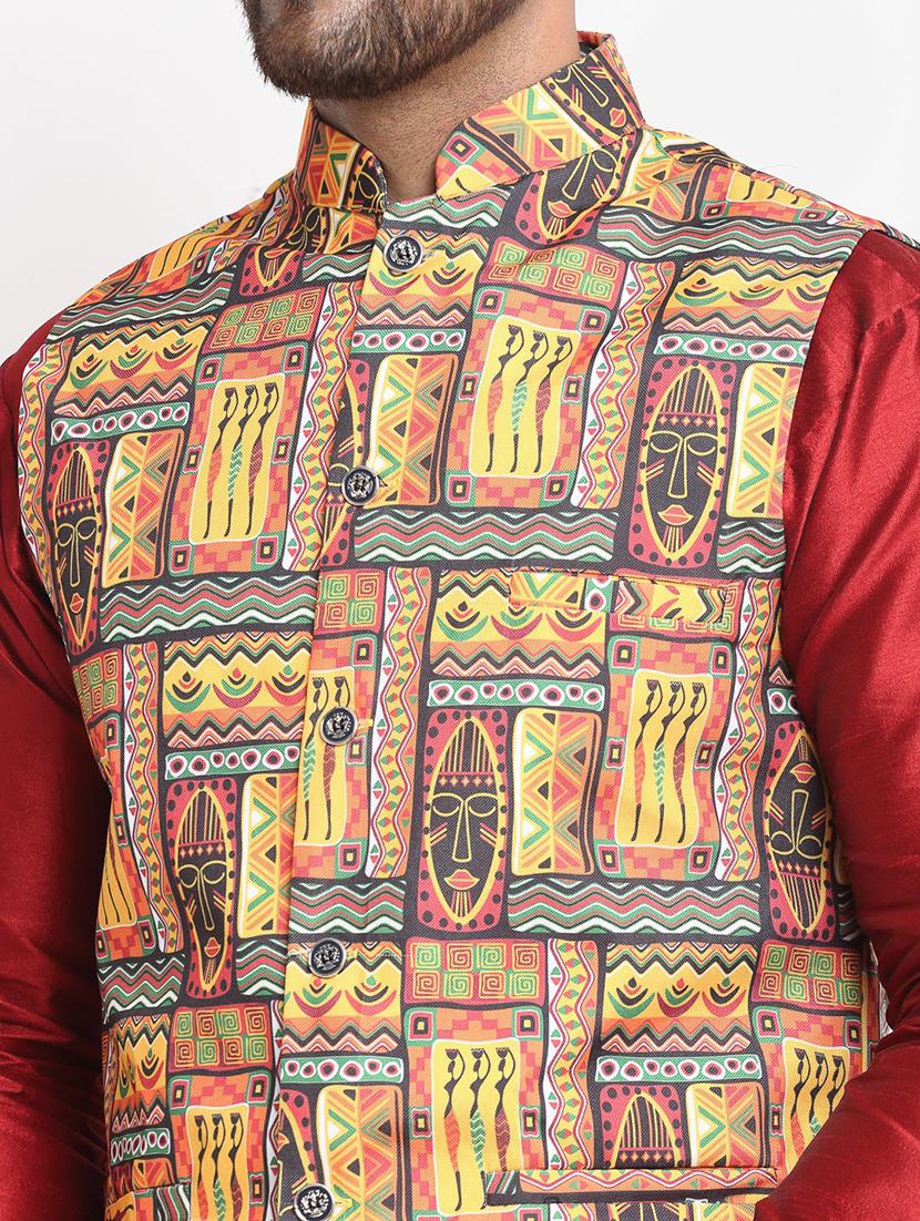 men kurta pyjama with jacket ethnic wear set - 21621383 - Standard Image - 3