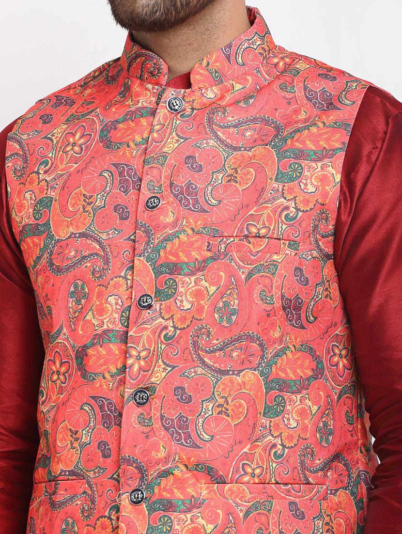 men kurta pyjama with jacket ethnic wear set - 21621385 - Standard Image - 3