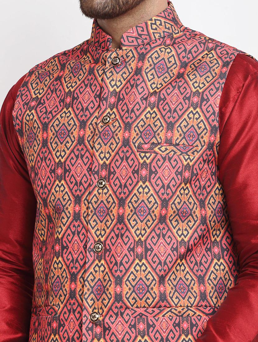 men kurta pyjama with jacket ethnic wear set - 21621387 - Standard Image - 3