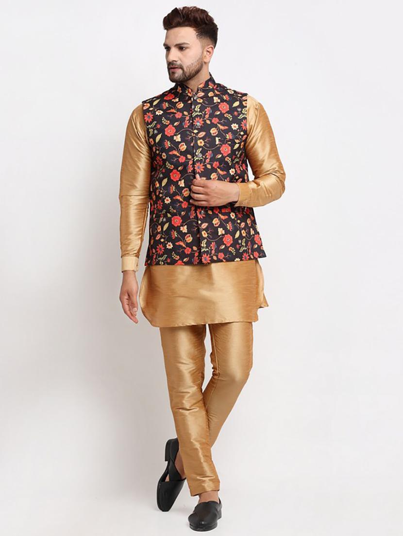 men kurta pyjama with jacket ethnic wear set - 21621399 - Zoom Image - 0