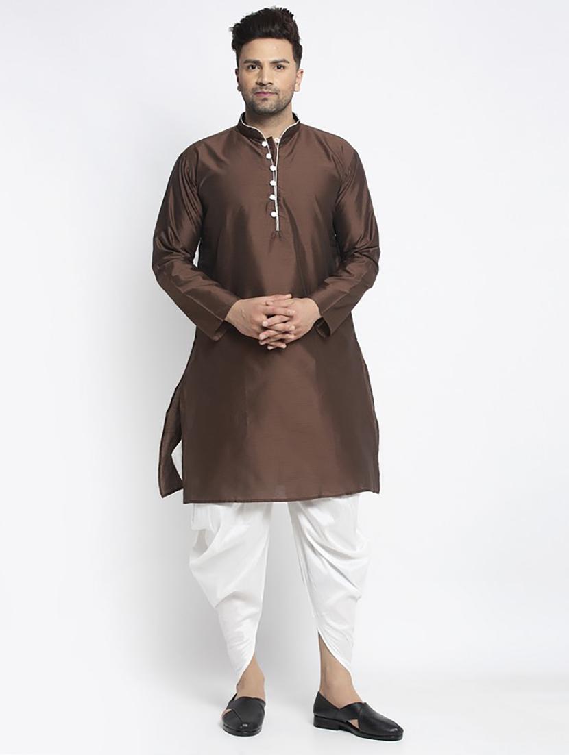 men solid dhoti kurta ethnic wear set - 21621514 - Zoom Image - 0