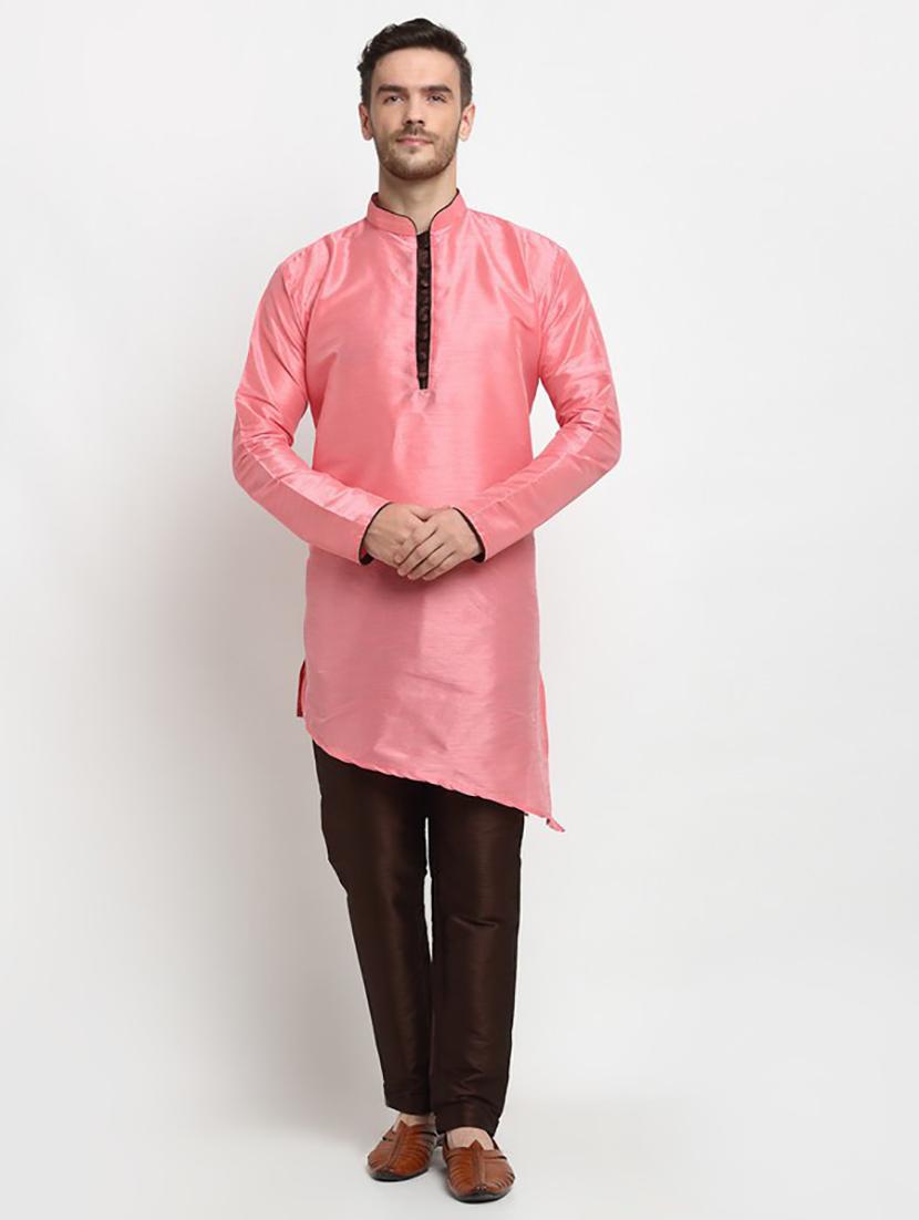 men solid asymmetric kurta pyjama ethnic wear set - 21621517 - Zoom Image - 0