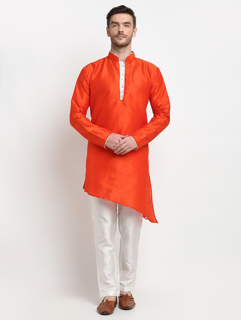 men solid asymmetric kurta pyjama ethnic wear set - 21621518 -  Zoom Image - 0