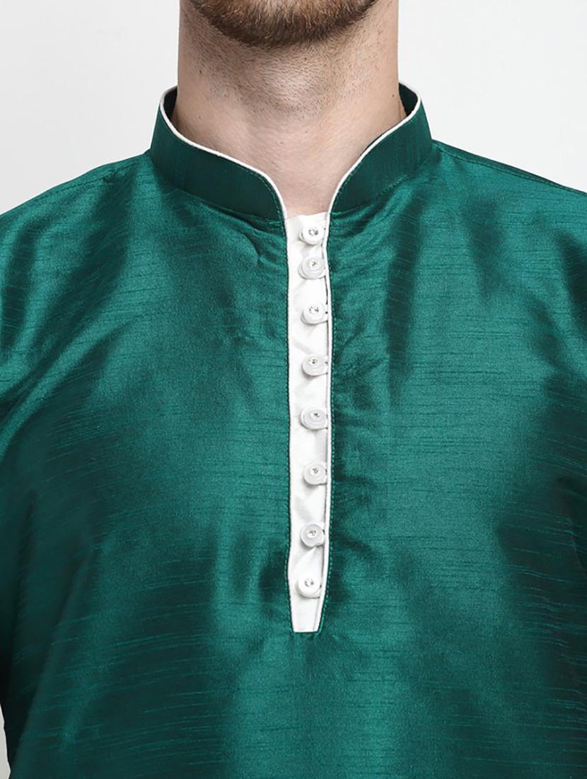 men solid asymmetric kurta pyjama ethnic wear set - 21621521 - Standard Image - 3
