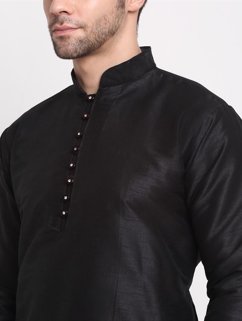 men solid asymmetri kurta with trousers ethnic wear set - 21621531 - Standard Image - 3
