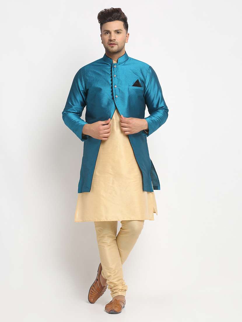 men kurta pyjama with jacket ethnic wear set - 21621564 - Zoom Image - 0
