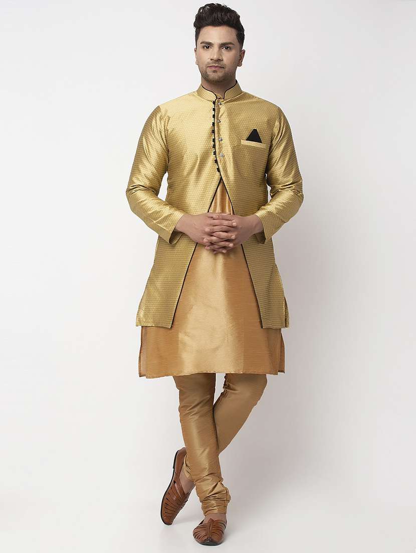men kurta pyjama with jacket ethnic wear set - 21621589 -  Zoom Image - 0