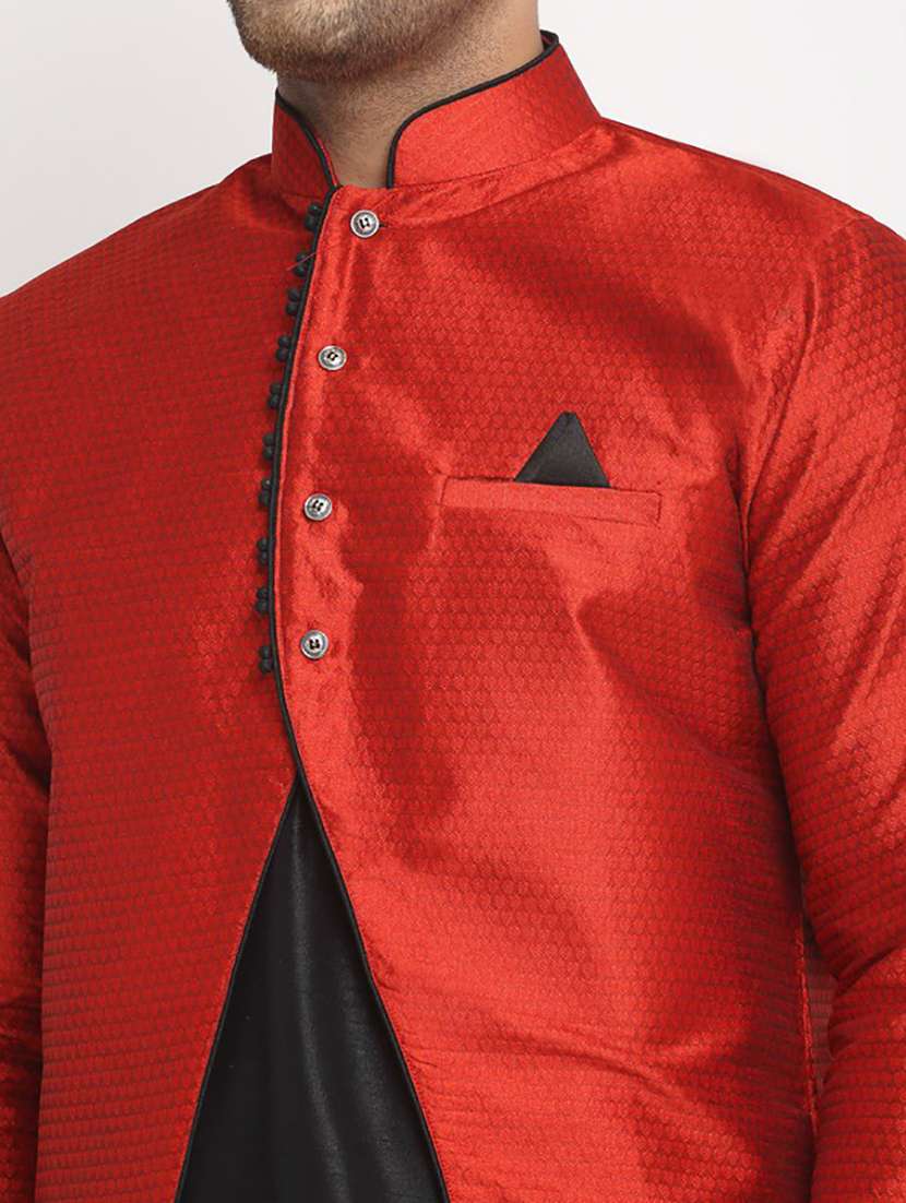 men kurta pyjama with jacket ethnic wear set - 21621596 - Standard Image - 3