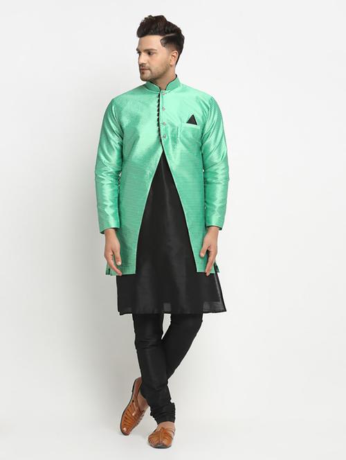 men kurta pyjama with jacket ethnic wear set - 21621599 -  Standard Image - 0