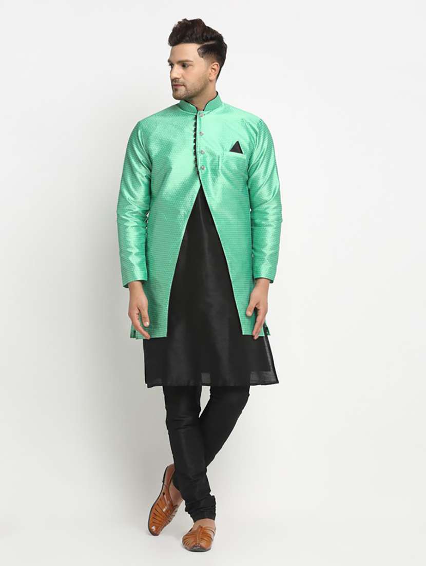 men kurta pyjama with jacket ethnic wear set - 21621599 -  Zoom Image - 0