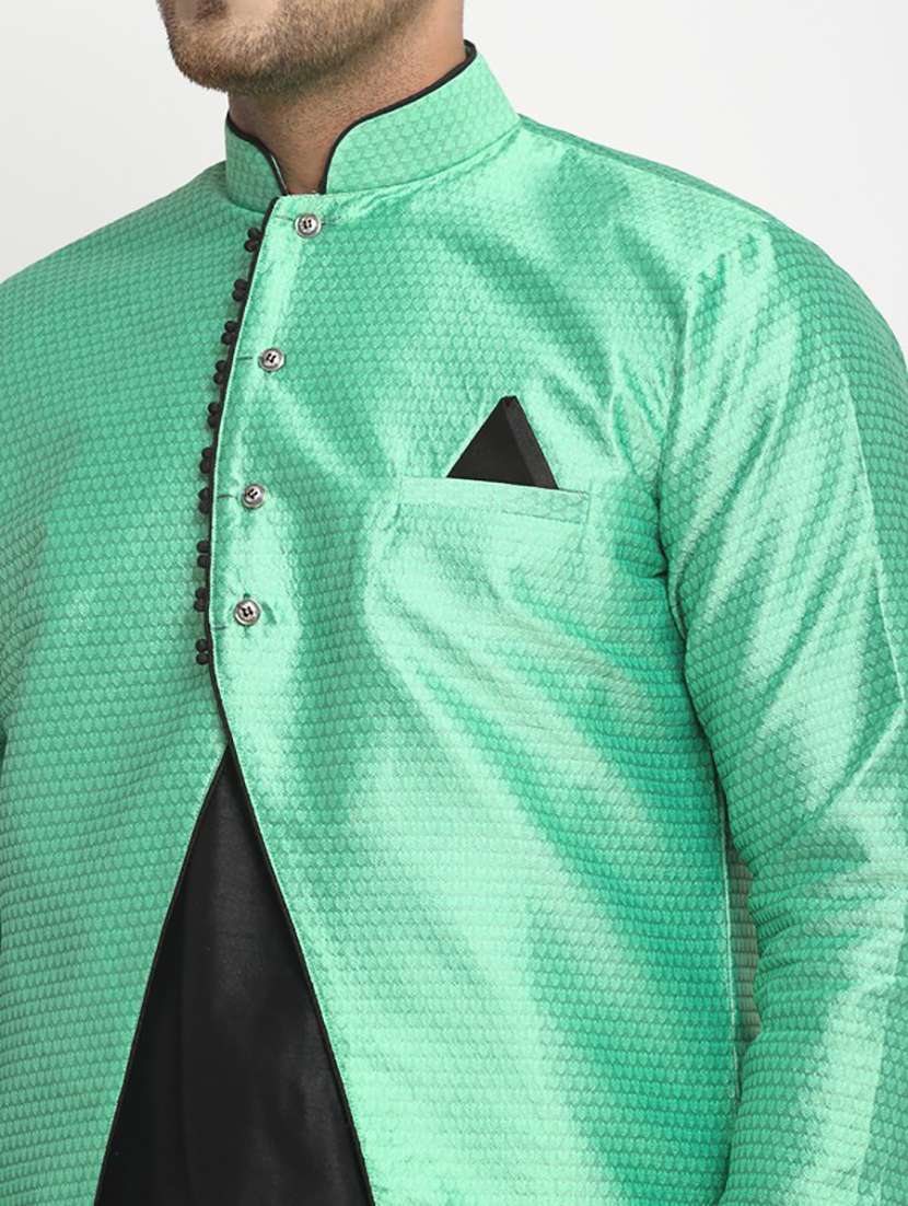 men kurta pyjama with jacket ethnic wear set - 21621599 - Standard Image - 3