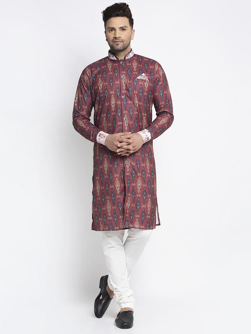 men printed kurta pyjama ethnic wear set - 21621630 -  Zoom Image - 0