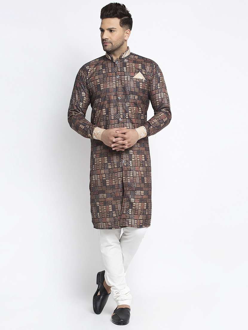 men printed kurta churidar ethnic wear set - 21621636 - Zoom Image - 0