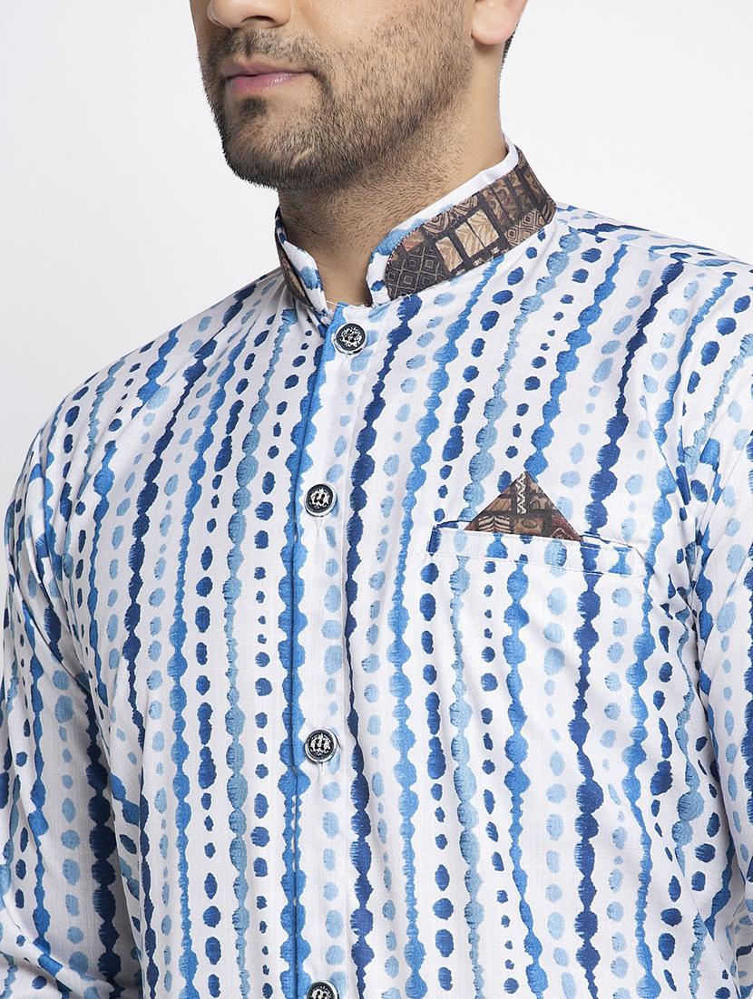 men printed kurta churidar ethnic wear set - 21621637 - Standard Image - 3