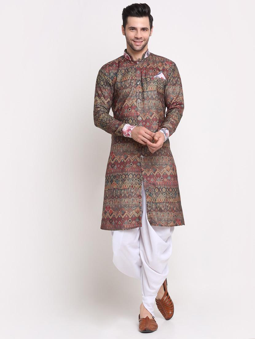 men solid dhoti kurta ethnic wear set