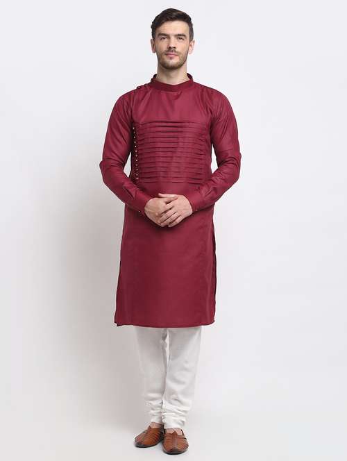 men solid kurta churidar ethnic wear set - 21621713 - Standard Image - 0